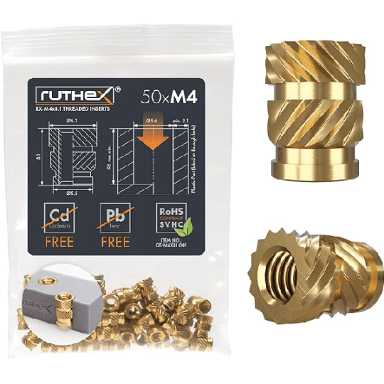 Inserti Termofissati Meccanica QUARKZMAN Dadi A Inserimento M8 - 25 Pezzi Ottone Per Stampa 3D E Fai Da Te Dadi Inserimento Scanalato