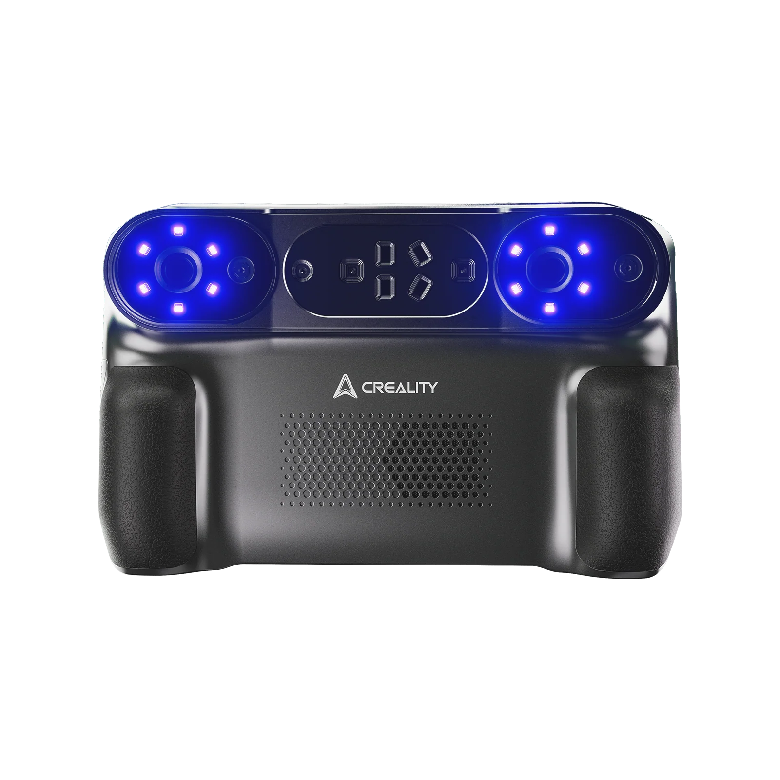 Creality Sermon P1, scanner 3D professionale con doppia illuminazione blu Lo scanner 3D Creality Sermon P1 mostra un design compatto con doppia illuminazione blu e tecnologia ad alta precisione per acquisizioni dettagliate.